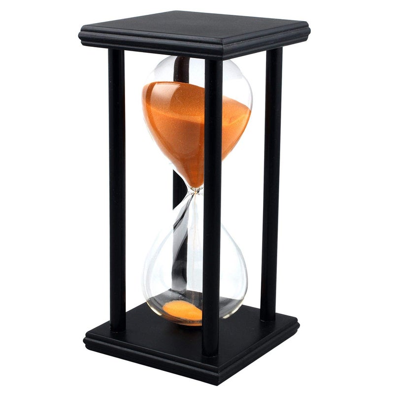 Lodunsyr Sandglass 30 Minutes Timer Hourglass for Ornament Decoration Restaurant Living Room Home Closet Office Desk Bedroom Party Festival Christmas Wooden Frame Sand Timer Clock Orange - Image 1